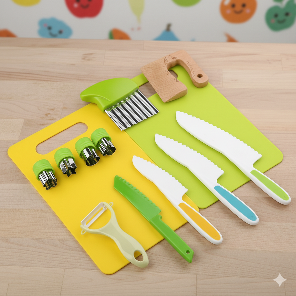 Set de cuisine Montessori pour enfants (13 pièces) - Rendez la cuisine amusante, sûre et facile !